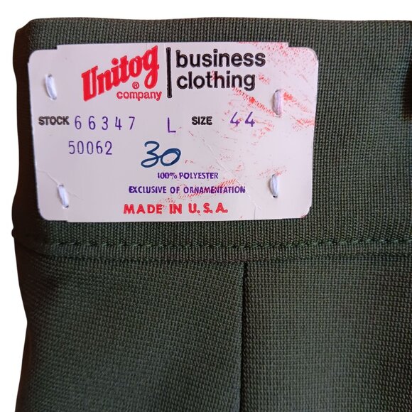 44x30 Vintage Work Pants 44 Men's Green Unitog Mechanic 1970's Union Made USA - Picture 3 of 6